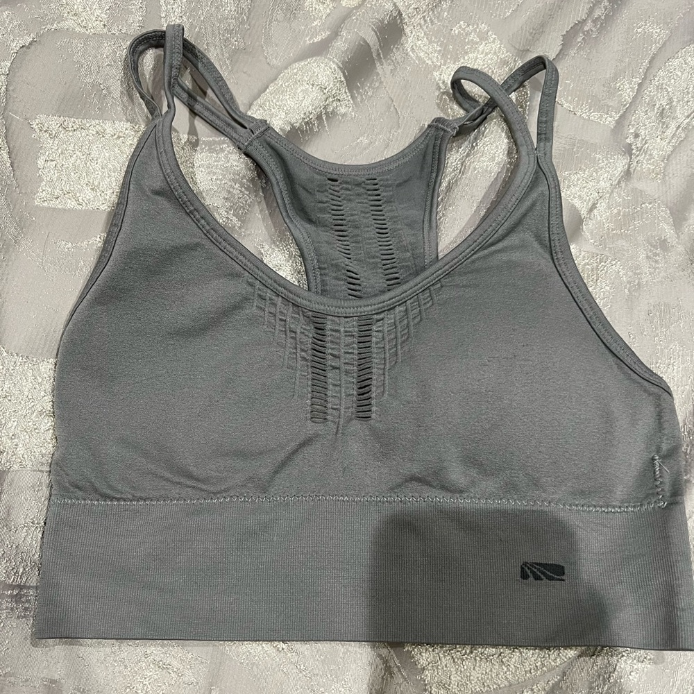 Grey Cutout Sports Bra